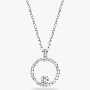 Swarovski Silver Necklace with Crystal Circle Pendant